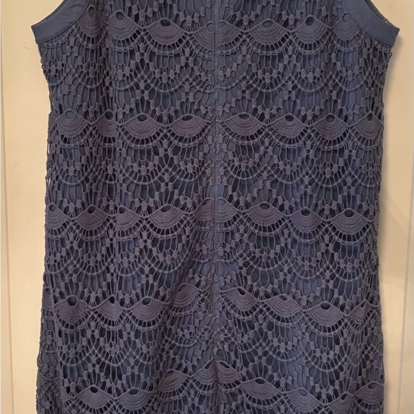 LOFT Size 10 Lace Overlay Dress in Slate Blue - Picture 3 of 7